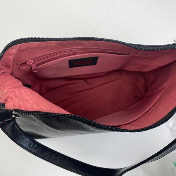 Black Leather Boho Shoulder Hand Bag Purse Pockets Boho Goth Career Travel Work - Picture 8 of 13